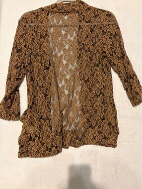 Madison Brown Floral Lace Open Front Cardigan